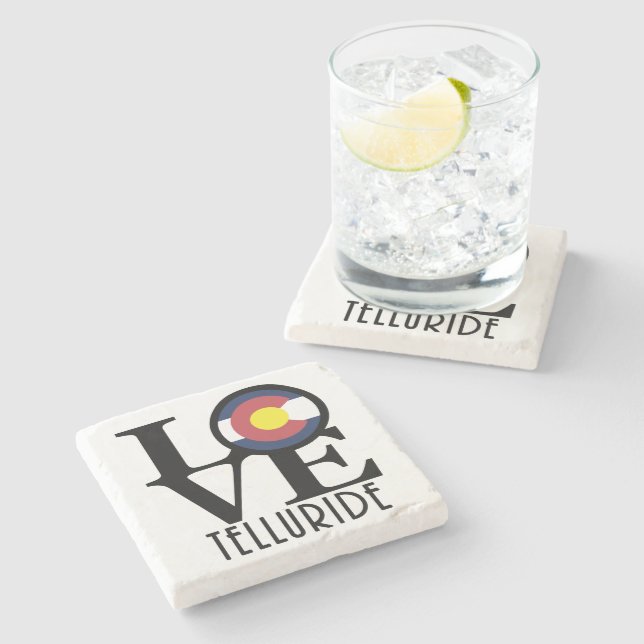 LOVE Telluride, Colorado Stone Coaster (Side)
