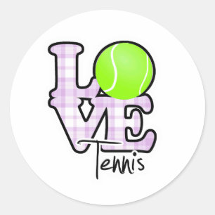 Love Tennis Classic Round Sticker