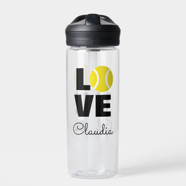 LOVE tennis custom BPA free water bottle bidon (Front)