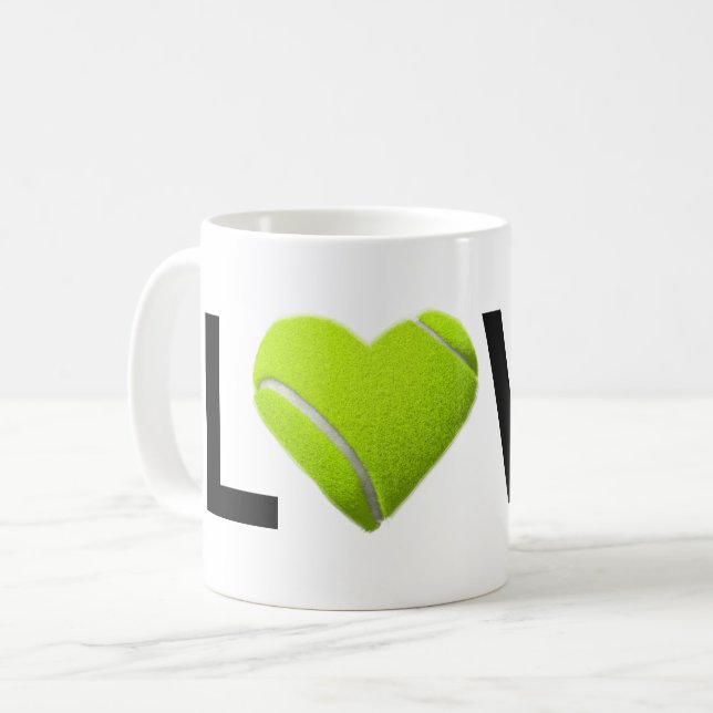 Love Tennis Mug (Tennis Ball Heart) (Front Left)