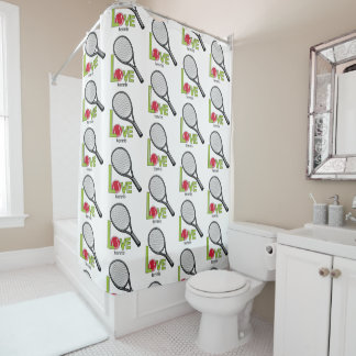 Love tennis shower curtain