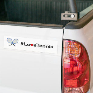 Love tennis slogan sports white bumper sticker