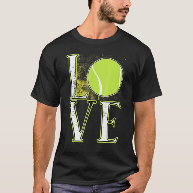 Love Tennis Sports Tournament Tennis Ball Racket T-Shirt (Front)