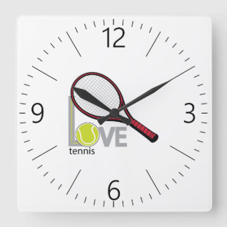 Love tennis square wall clock