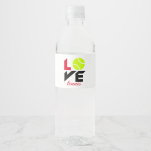 Love tennis water bottle label