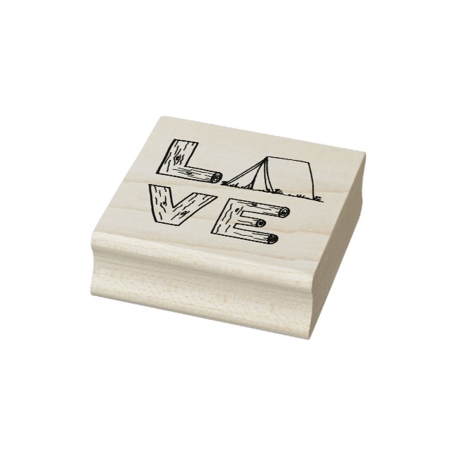 Love Tent Camping Wood Hand Lettering Rubber Stamp (Stamp)