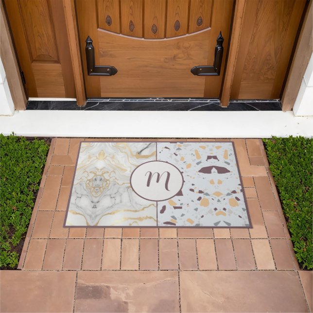 Love Terrazzo-Marble Custom Initial Doormat (Outdoor)