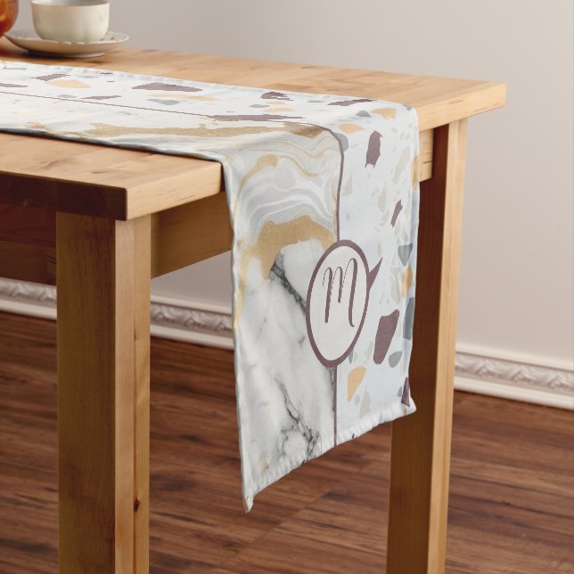 Love Terrazzo-Marble Custom Initial  Short Table Runner (In Situ)