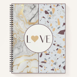 Love Terrazzo Marble Notebook with Gold Heart