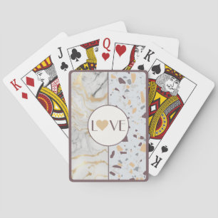 Love Terrazzo Marble Playing Cards with Gold Heart