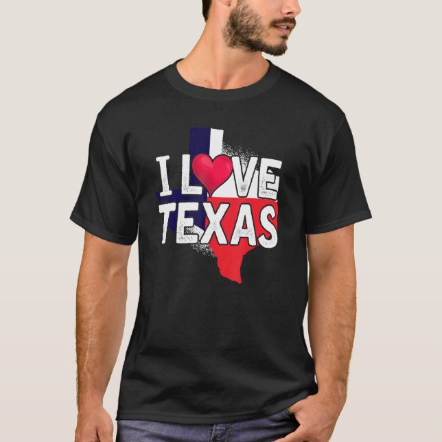 Love Texas Flag Heart Proud Patriotic Texan Texas T-Shirt (Front)