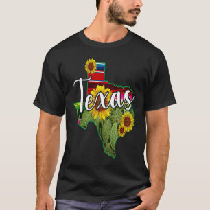 Love Texas State Cactus Sunflower Love Boho Serape T-Shirt