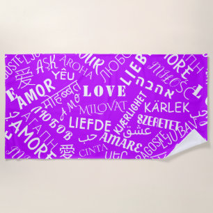 Love Text Beach Towel Purple or Choose Colour