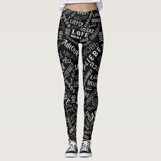 Love Text Black Leggings or Choose Colour (Front)