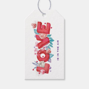 Love Text Bold Block Font Watercolor  Gift Tags