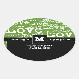 Love Text Candle Jar Favour Tags in Lime