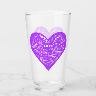 Love Text Heart Glass