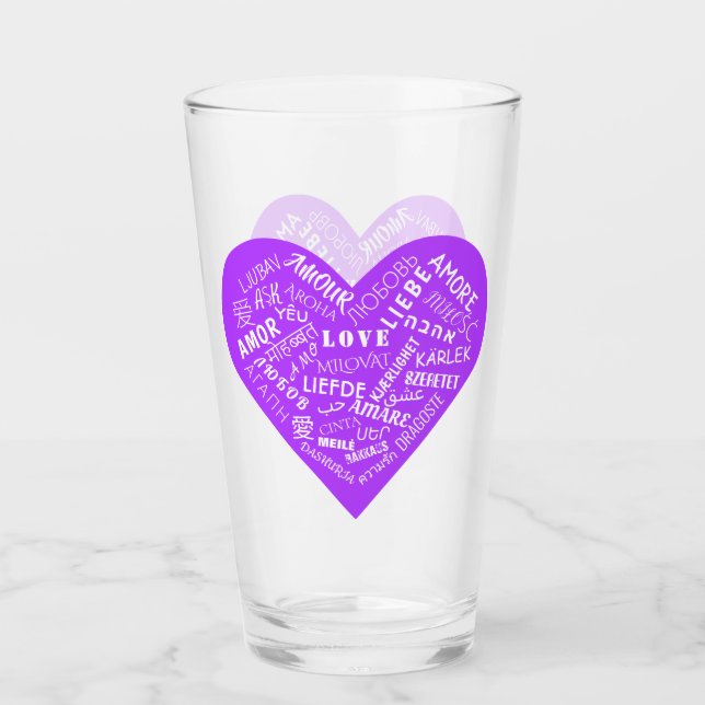 Love Text Heart Glass (Front)