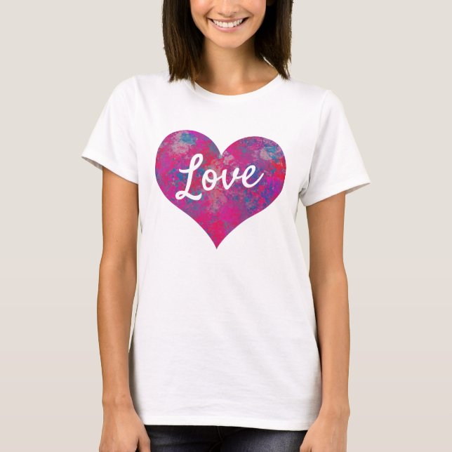 Love Text Heart Shape Cascade of Colour T-Shirt (Front)