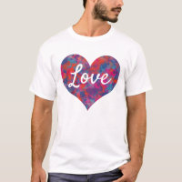 Love Text Heart Shape Colourful Drops Pattern