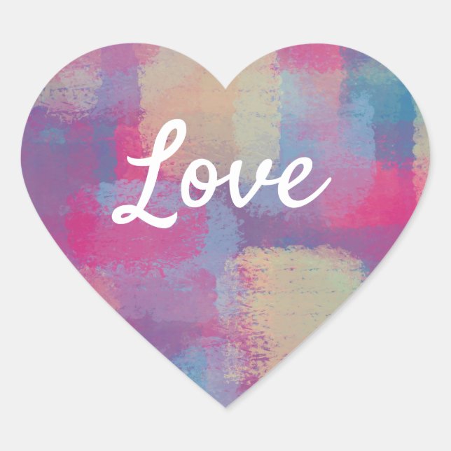 Love Text Heart Shape Pastel Patchwork Pattern Sticker (Front)
