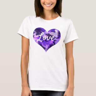Love Text Heart Shape Purple Cool and Blue T-Shirt