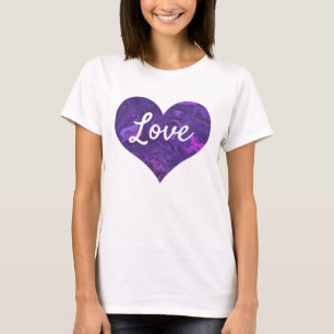 Love Text Heart Shape Purple Marble T-Shirt