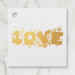 Love Text in Bold Block Letters Watercolor  Favour Tags