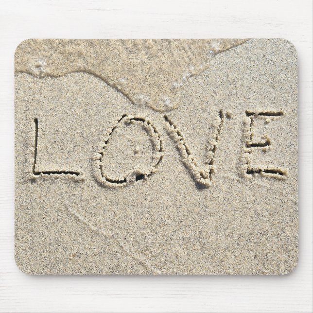 Love Text In Wet Sand Mouse Mat (Front)