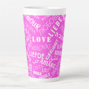 Love Text Latte Mug Pink or Choose Colour