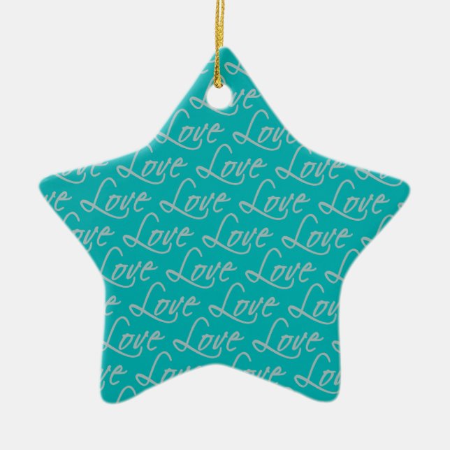 Love Text ornament, customise Ceramic Tree Decoration (Front)