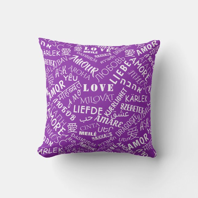 Love Text Pillow Purple or Choose Colours (Front)