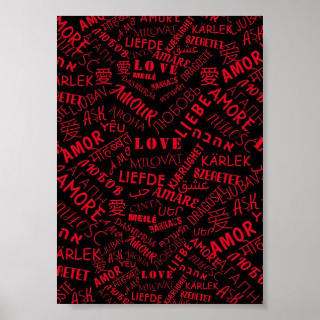Love Text Poster Multi Language Word - Your Colors (Front)