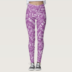 Love Text Purple Leggings or Choose Colours