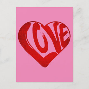 LOVE TEXT RED TYPOGRAPHY VALENTINES DAY POSTCARD