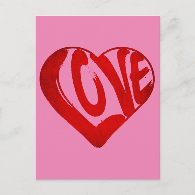 LOVE TEXT RED TYPOGRAPHY VALENTINES DAY POSTCARD (Front)