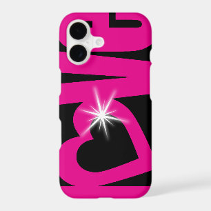 Love text sparkle pink & black iphone case