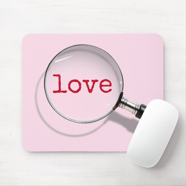 Love Text Under Magnifying Glass Mouse Mat (With Mouse)
