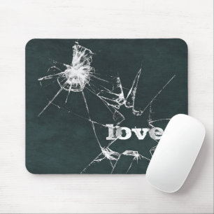 Love Text Under Shattered Glass Mouse Mat