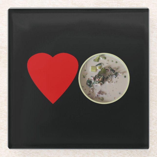 Love Thai Green Curry ... Thailand Street Food Glass Coaster (Front)