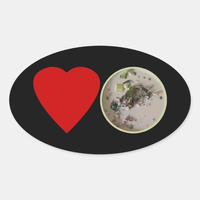 Love Thai Green Curry ... Thailand Street Food Oval Sticker (Front)