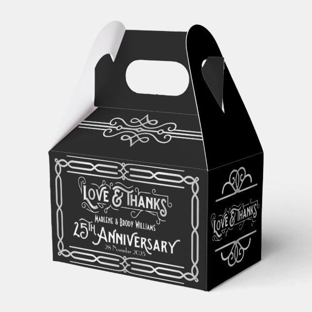 Love & Thanks 25th Wedding Anniversary Silver Favour Box (Front Side)