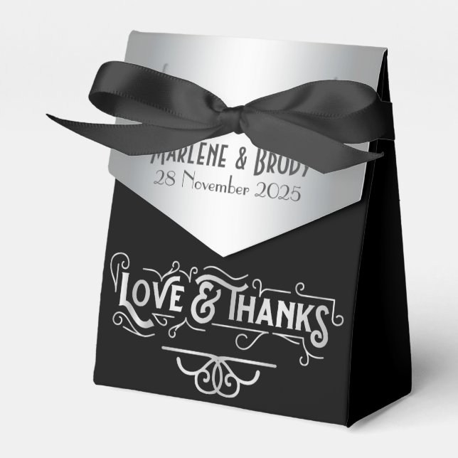 Love & Thanks 25th Wedding Anniversary Silver Favour Box (Front Side)