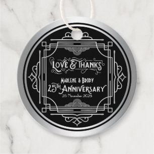 Love & Thanks 25th Wedding Anniversary Silver Favour Tags