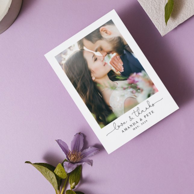 Love & Thanks 2 Photo Script Wedding Thank You (Grateful for the love and joy you shared on our special day. )