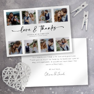 Love & Thanks 8 Square Photo Collage Wedding  Thank You Card