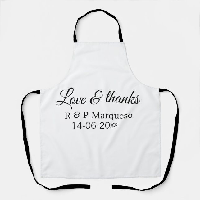 Love & thanks add couple name wedding add date yea apron (Front)