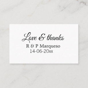 Love & thanks add couple name wedding add date yea business card