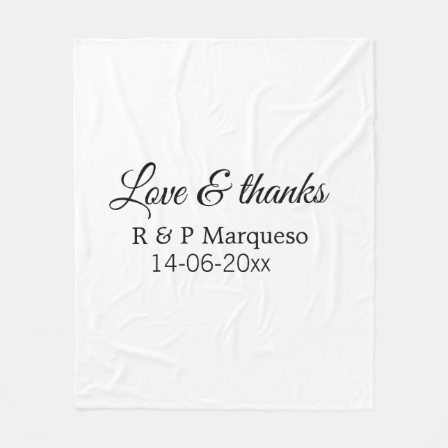 Love & thanks add couple name wedding add date yea fleece blanket (Front)