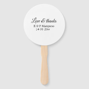 Love & thanks add couple name wedding add date yea hand fan